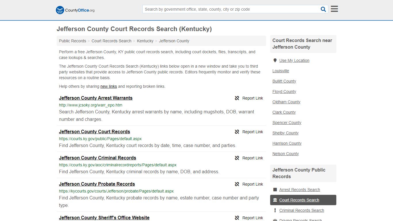 Jefferson County Court Records Search (Kentucky) - County Office